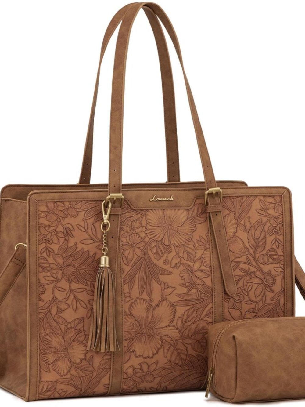 Laptop Bag for Women Vintage Leather Work Tote 15.6 inch Large Capacity Computer - Picture 1 of 8